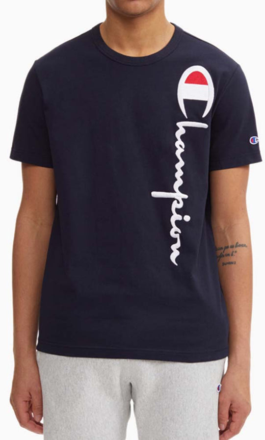  Champion T-shirt Crewneck Logo Navy Uomo Blu