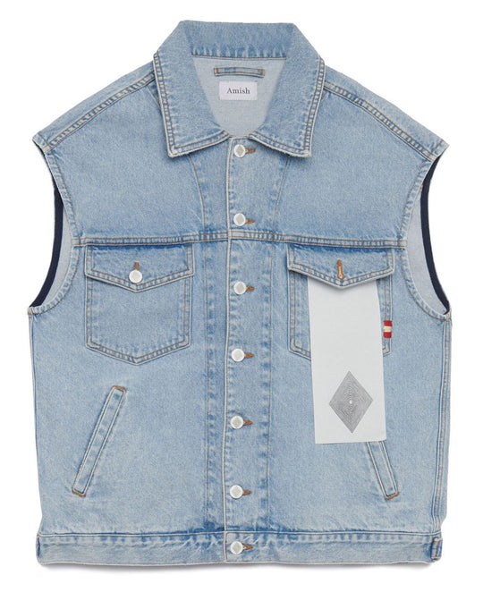  Amish Gilet Gilet Over Deanim Real Stone Uomo Blue