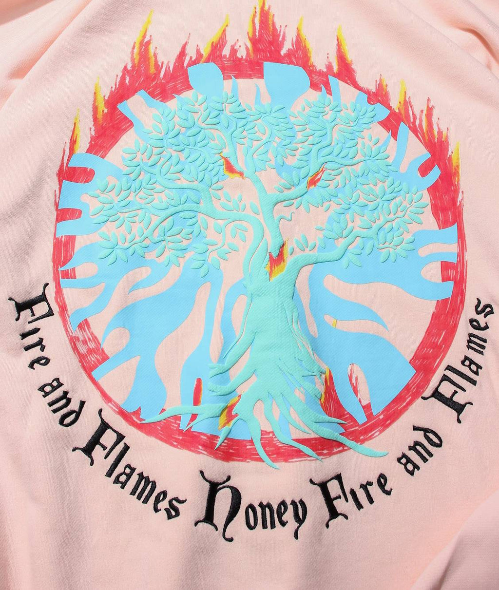  Acupuncture Felpa Sacred Tree Flames Hoodie Pink Rosa Uomo - 4