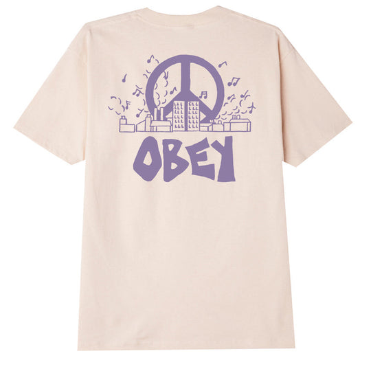  Obey T-shirt City Block Classic Tee Cream Uomo Beige