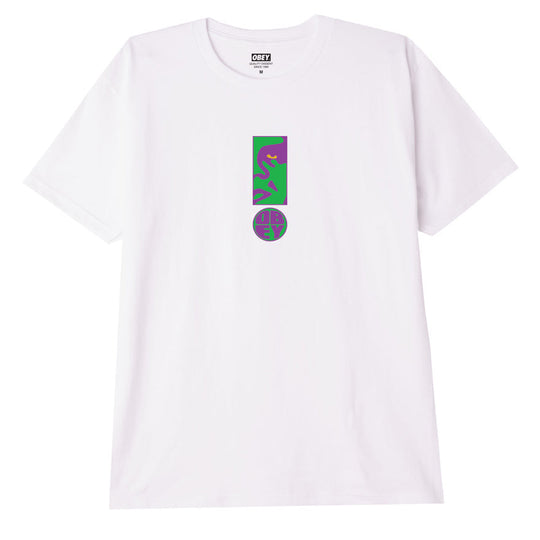  Obey T-shirt Exclamation Classic Tee White Uomo Bianco