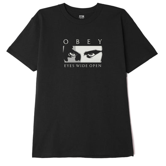  Obey T-shirt Eyes Wide Open Classic Tee Black Uomo Nero