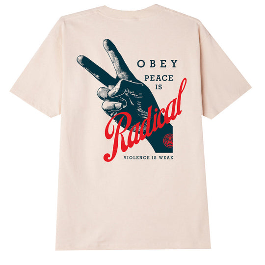  Obey T-shirt Radical Peace Classic Tee Cream Uomo Beige