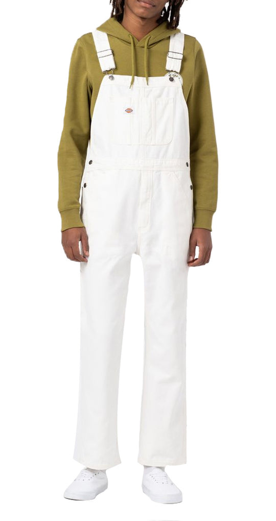  Dickies Salopette Duck Canvas Bib Stone Washed Cloud Uomo Bianco