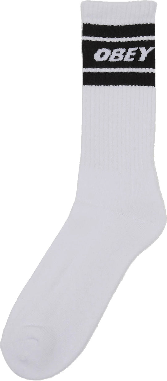  Obey Calze Cooper Ii Socks White Black Uomo Bianco