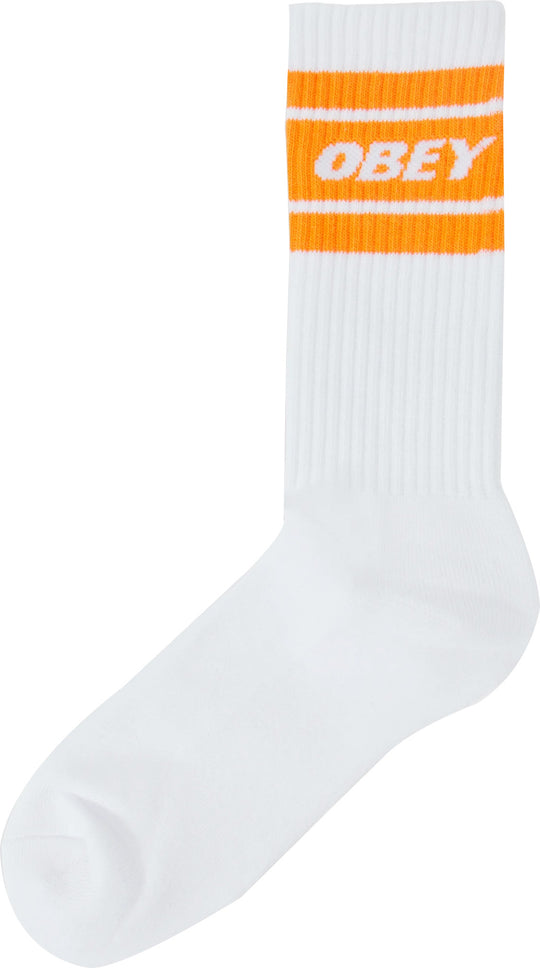  Obey Calze Cooper Ii Socks White Magma Orange Uomo Bianco