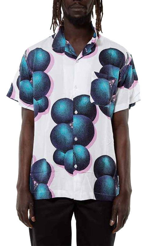  Obey Camicia Blueberries Woven Ss White Uomo Bianco