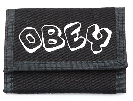  Obey Portafoglio Block Tri Fold Wallet Black Uomo Nero