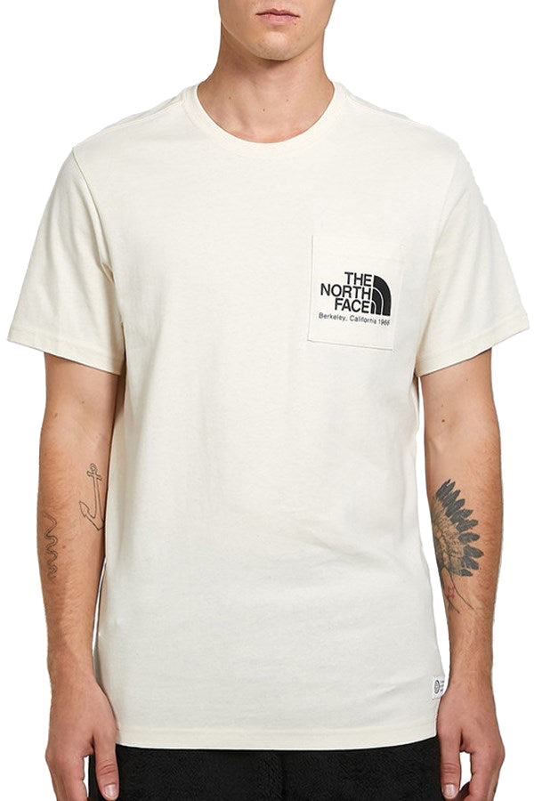  The North Face T-shirt M Berkeley California Pocket Tee Scrap Mat Raw Undyed Bianco Uomo - 1