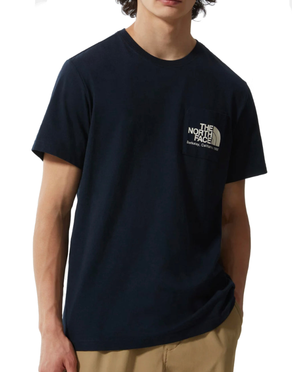  The North Face T-shirt M Berkeley California Pocket Tee Scrap Mat Aviator Navy Blu Uomo - 1