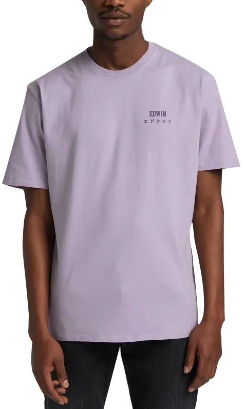 Edwin T-shirt Logo Chest Tee Lavender Gray Uomo Viola