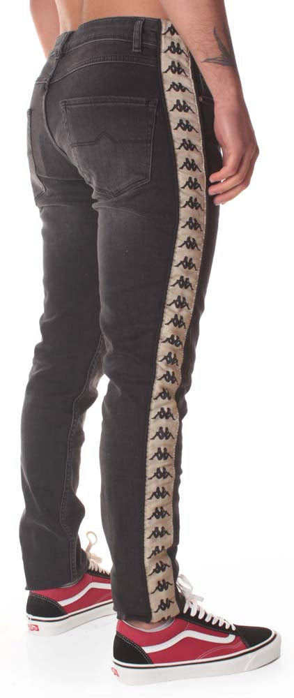  Kappa Pantaloni 222 Banda Bricen Denim Black Uomo Nero