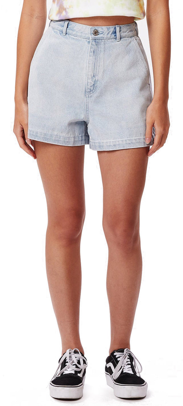 Obey short Emma denim bleached indigo