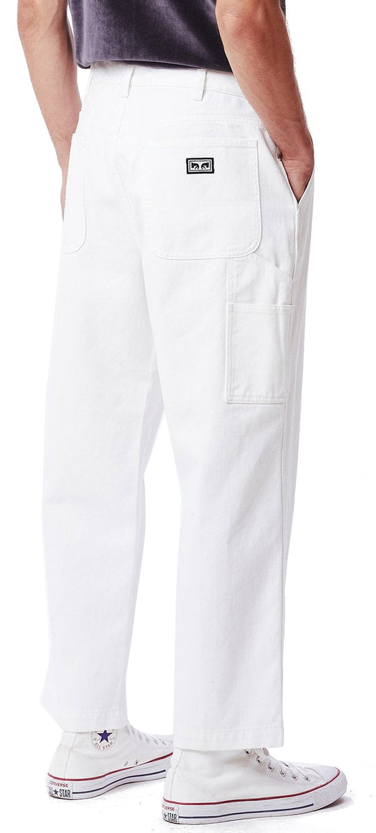  Obey Pantaloni Jeans Hardworker Carpenter Denim White Uomo Bianco