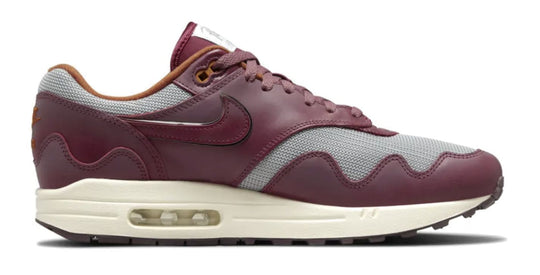  Nike Air Max 1 Patta Shoes Waves Rush Maroon Without Bracelet Uomo Bordeaux