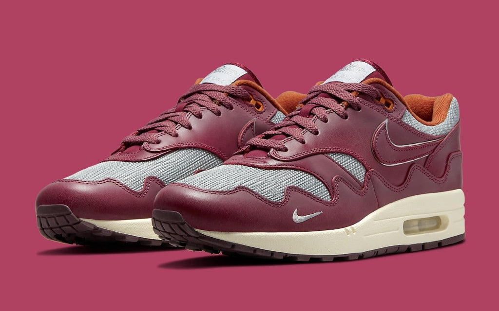  Nike Air Max 1 Patta Shoes Waves Rush Maroon Without Bracelet Bordeaux Uomo - 2