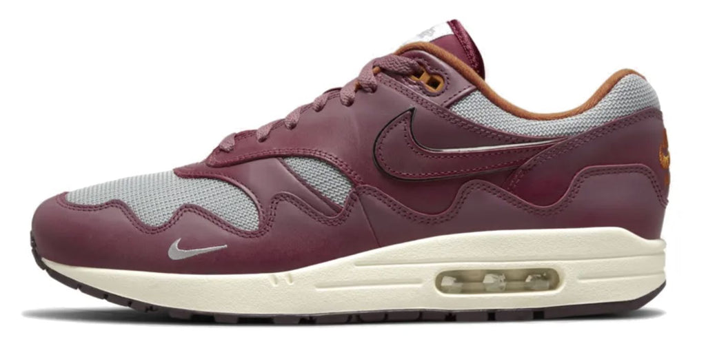  Nike Air Max 1 Patta Shoes Waves Rush Maroon Without Bracelet Bordeaux Uomo - 3