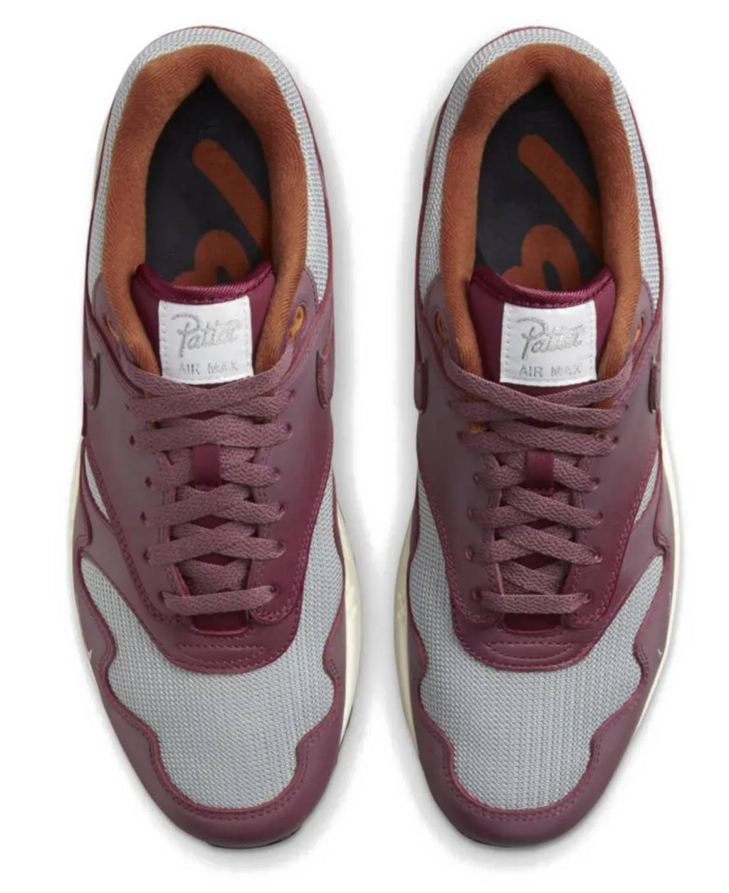  Nike Air Max 1 Patta Shoes Waves Rush Maroon Without Bracelet Bordeaux Uomo - 4