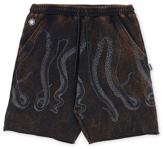  Octopus Short Raw Sweatshort Cola Uomo Nero