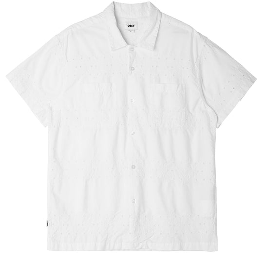  Obey Camicia Psalm Woven Ss White Uomo Bianco