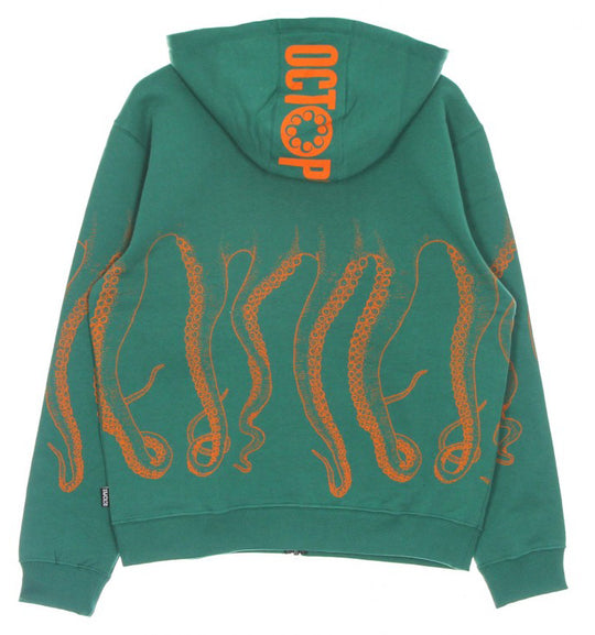  Octopus Felpa Outline Zip Hoodie Field Green Uomo Verde