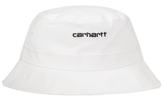  Carhartt Wip Cappello Script Bucket Hat White Black Special_unisex Bianco