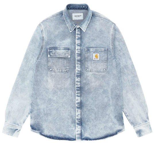 Carhartt Wip Giacca Salinac Shirt Jacket Blue Sun Washed Uomo