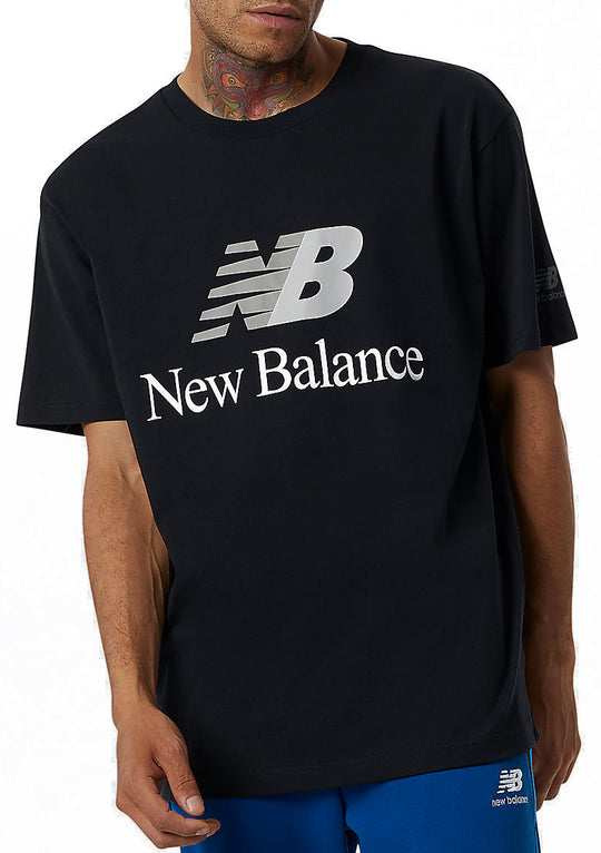  New Balance T-shirt Essentials Celebrate Split Logo Black Uomo Nero