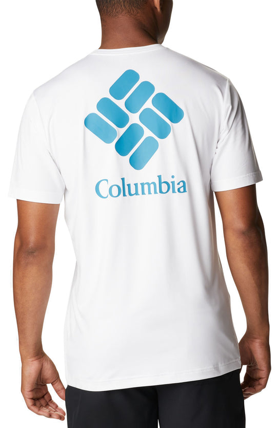  Columbia T-shirt Tech Trail Graphic Tee White Heat Uomo Bianco