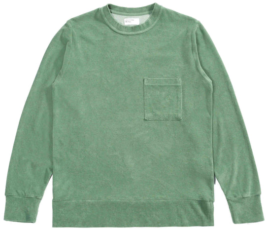  Universal Works Felpa Loose Pullover Terry Fleece Green Uomo Verde