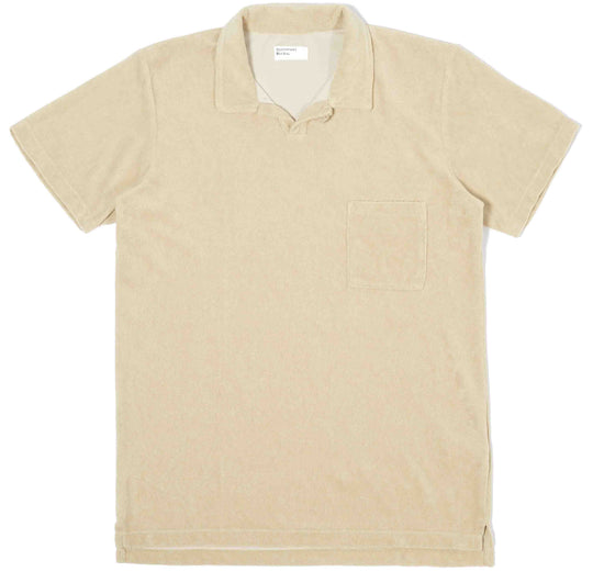  Universal Works T-shirt Polo Terry Fleece Vacation Sand Uomo Beige