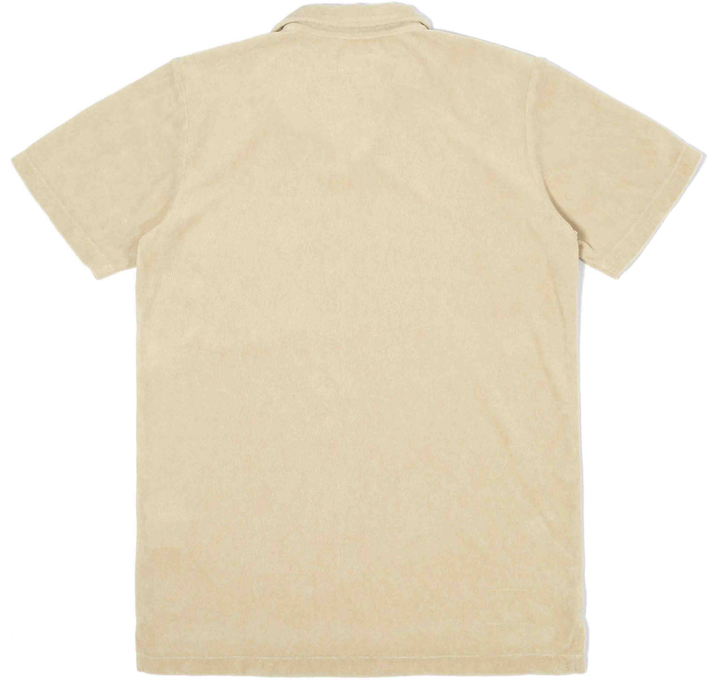  Universal Works T-shirt Polo Terry Fleece Vacation Sand Beige Uomo - 2