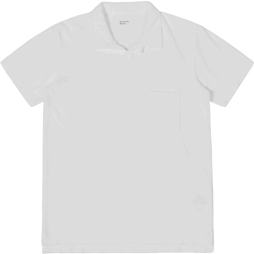  Universal Works T-shirt Polo Terry Fleece Vacation Ecru Bianco Uomo - 1