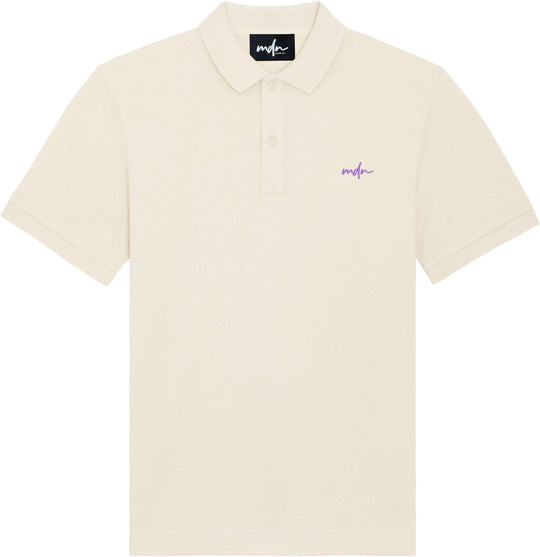  Mdn T-shirt Polo Embroided Logo Natural Uomo Beige