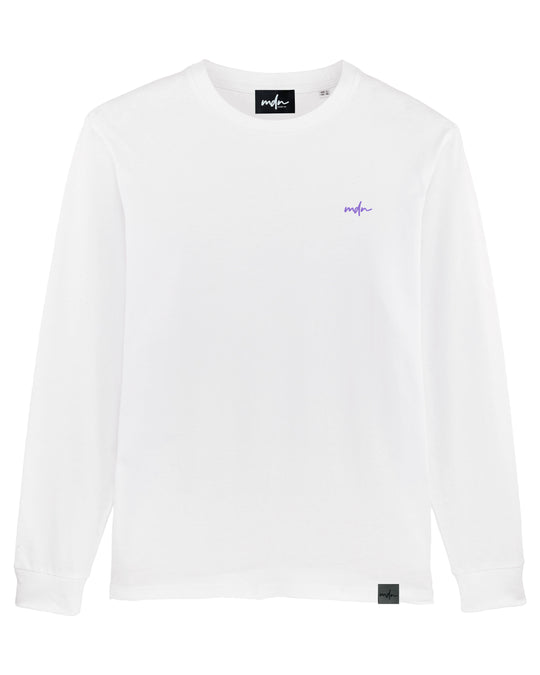  Mdn T-shirt Ls Embroided Logo Tee White Uomo Bianco