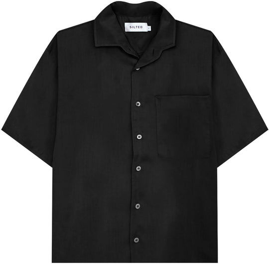  The Silted Company Camicia Amado Shirt S/s Lyocell Black Uomo Nero