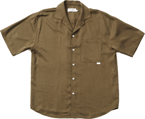 The Silted Company camicia Amado Shirt S/S Lyocell Green