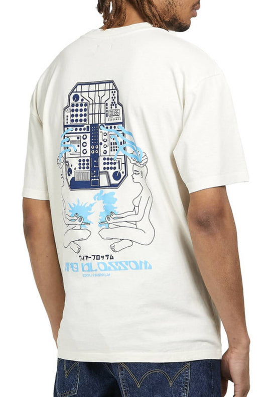  Edwin T-shirt Wire Blossom Tee Whisper White Uomo Bianco