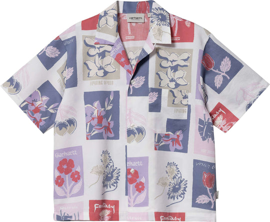  Carhartt Wip Camicia W S/s Verdana Shirt Print White Donna Bianco