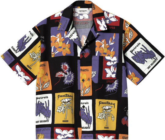  Carhartt Wip Camicia W S/s Verdana Shirt Print Black Donna Nero