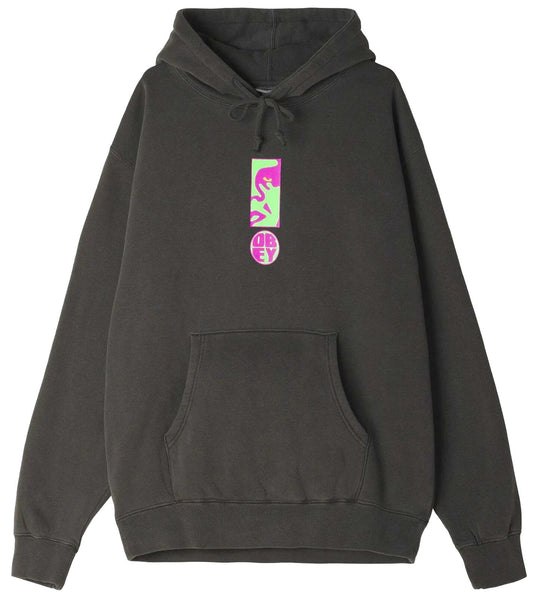  Obey Felpa Exclamation Heavyweight Pigment Faded Black Uomo Nero