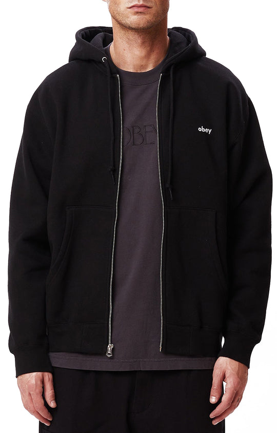  Obey Felpa Tab Zip Hood Specialty Black Uomo Nero
