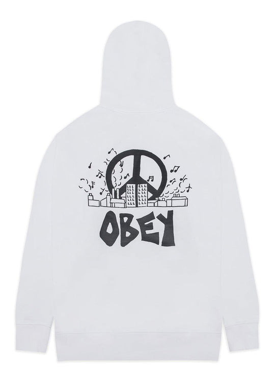 Obey Felpa Obey City Block Premium French White Uomo Bianco
