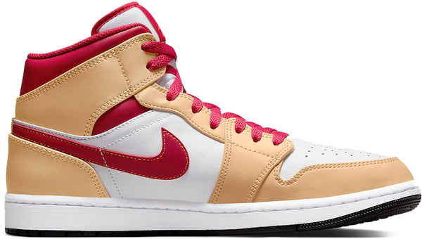 Jordan 1 Mid Light Curry Cardinal