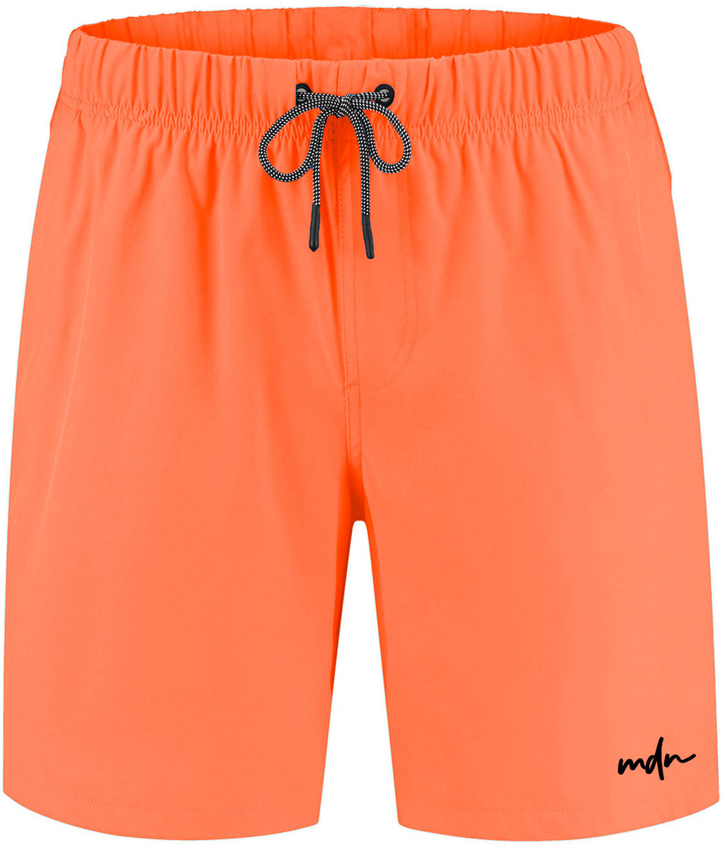  Mdn Costume Boardshort Essential Logo Embroided Orange Fluo Arancione Uomo - 1