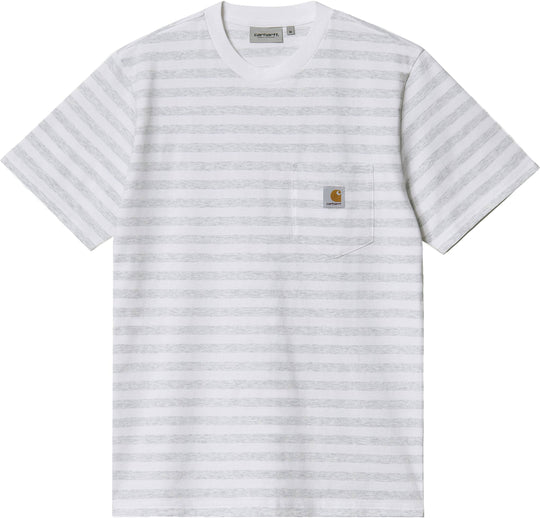  Carhartt Wip T-shirt S/s Scotty Pocket Scotty Stripe Ash Heather Uomo Grigio