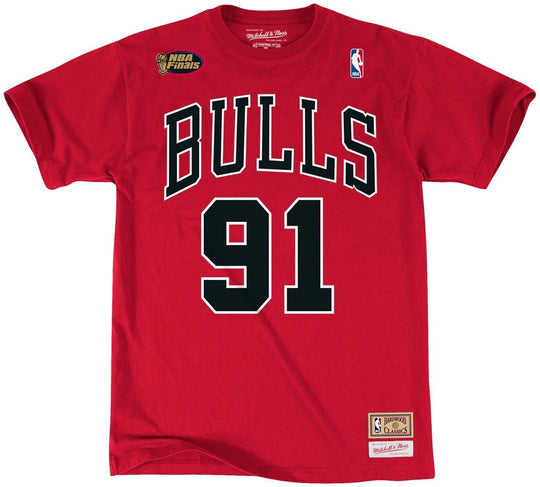  Mitchell & Ness T-shirt Chicago Bulls Dennis Rodman Tee Red Mitchell E Ness Uomo Rosso