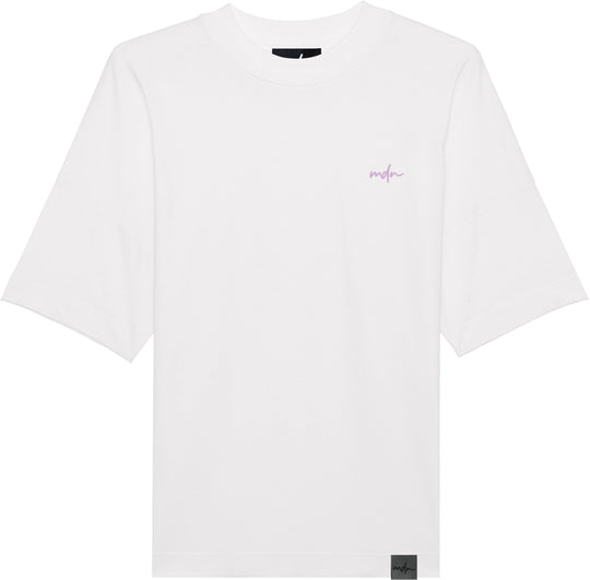 Mdn T-shirt Embroided Logo Over Tee White Pink Uomo Bianco