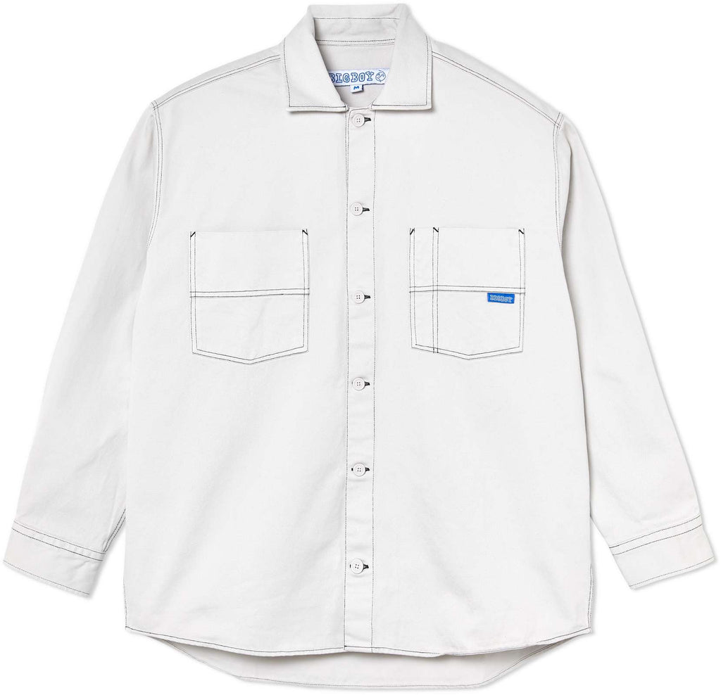  Polar Skate Co. Camicia Big Boy Shirt Washed White Bianco Uomo - 1