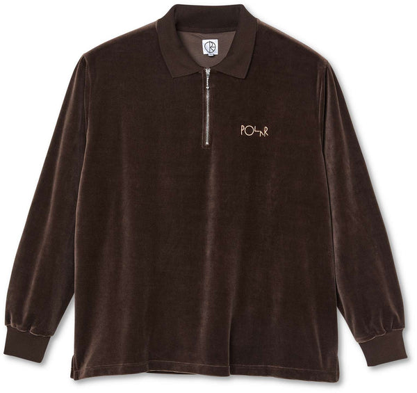 Polar Skate Co. polo Velou Zip Longsleeve Brown